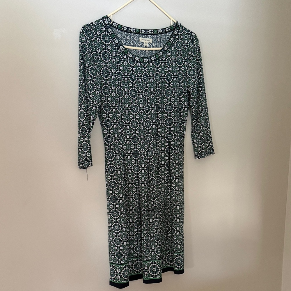 Max Studio Black and White Patterned Long Sleeve Dress